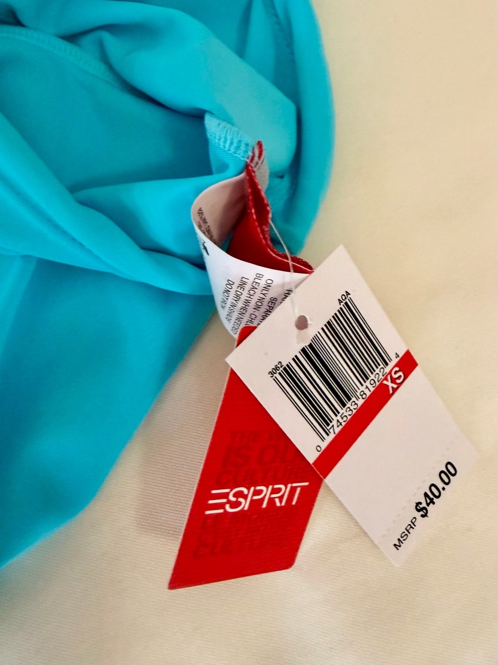 NWT Esprit Turquoise Rhinestone Swim Skirt Cover-Up XS Beach Resort Vacation - Picture 7 of 8